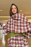 Roberta Plaid Brushed Cotton Drape Cape Amber